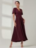Jolie Moi Wrap Bodice Jersey Maxi Dress, Forest Green, Burgundy