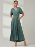 Jolie Moi Angel Sleeve Jersey Maxi Dress, Pleat Green