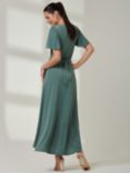 Jolie Moi Angel Sleeve Jersey Maxi Dress, Pleat Green