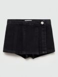 Mango Kids' Denim Skort Style Shorts, Open Grey