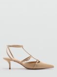 Mango Rockstar Strappy Pointed Heels, Blush