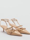 Mango Rockstar Strappy Pointed Heels, Blush