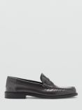 Mango Carol Leather Mocassin Loafers, Dark Grey