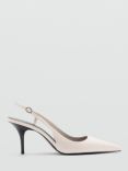 Mango Vole Stiletto Heel Slingback Court Shoes, White