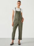 HUSH Ellie Cropped Cotton Dungarees, Olive