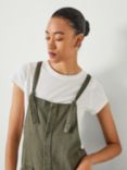 HUSH Ellie Cropped Cotton Dungarees, Olive