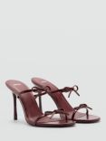 Mango Morla Bow Strap Heeled Sandals, Dark Red