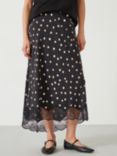 HUSH Marta Polka Dot Lace Skirt, Black/Beige