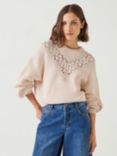 HUSH Louise Lace Insert Jumper, Ivory