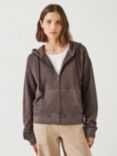 HUSH Dorian Zip Front Hoodie, Chocolate