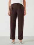 HUSH Ruby Cotton Pleat Trousers, Chocolate