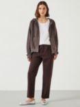 HUSH Ruby Cotton Pleat Trousers, Chocolate