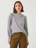 HUSH Emily Stripe Puff Sleeve Top, Grey Marl