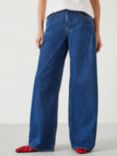 HUSH Nova Pintuck Wide Leg Jeans, Mid Blue