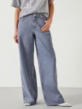 HUSH Nova Pintuck Wide Leg Jeans, Blue Grey