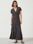 HUSH Amelia Polka Dot Maxi Dress, Black/Cream