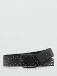 Mango Betty Stud Leather Belt, Black