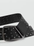 Mango Betty Stud Leather Belt, Black