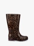 Melissa Animal Print Wellington Boots, Glass/Brown/Black