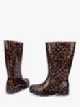 Melissa Animal Print Wellington Boots, Glass/Brown/Black