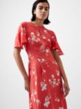 French Connection Floral Asymmetric Dress, Red/White