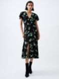 French Connection Alessandra Delphine Tea Dress, Black/Green