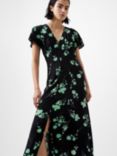 French Connection Alessandra Delphine Tea Dress, Black/Green