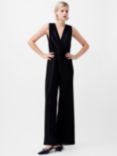 French Connection Ronnie Pleated V-Neck Jumpsuit, Black