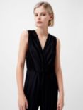French Connection Ronnie Pleated V-Neck Jumpsuit, Black