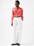 French Connection Floral Crinkle Blouse, Red/White