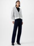 French Connection Oskie Stripe Cardigan, White/Black