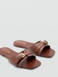 Mango Dango Leather Slider Sandals, Medium Brown