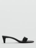 Mango Metal Leather Kitten Heel Sandals, Black