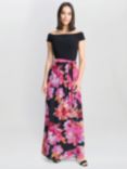 Gina Bacconi Ruth Maxi Dress, Black/Pink