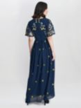 Gina Bacconi Stella Floral Embroidered Dress, Navy