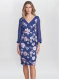 Gina Bacconi Daisy Embroidered Dress, Navy