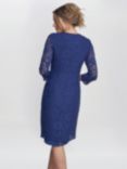 Gina Bacconi Clarabelle Mock Lace Jacket Crepe Dress, Navy