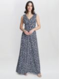 Gina Bacconi Hazel Jersey Maxi Dress, White/Navy