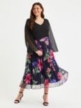 Scarlett & Jo Print Pleated Midi Skirt, Navy/Multi