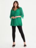 Scarlett & Jo Spot Pleated V-Neck Tunic Top, Green/Multi