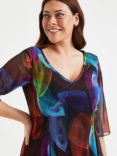 Scarlett & Jo Print V-Neck Tunic Top, Black/Multi