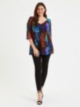 Scarlett & Jo Print V-Neck Tunic Top, Black/Multi