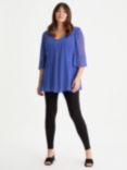 Scarlett & Jo Spot Pleated V-Neck Tunic Top, Blue/White