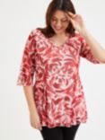 Scarlett & Jo Rose Batique V-Neck Tunic Top, Red/Pink