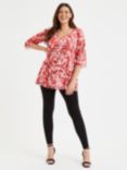 Scarlett & Jo Rose Batique V-Neck Tunic Top, Red/Pink