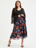 Scarlett & Jo Summer Pleated Midi Skirt, Black/Multi