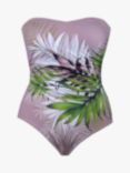 Seaspray Hawaii Palm Print Bandeau Swimsuit, Green