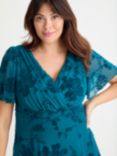 Scarlett & Jo Isabelle Floral Flock Velvet Dress, Teal