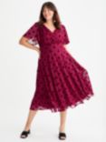 Scarlett & Jo Victoria Velvet Midi Dress, Wine