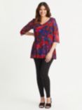 Scarlett & Jo Animal Print V-Neck Tunic Top, Red/Multi